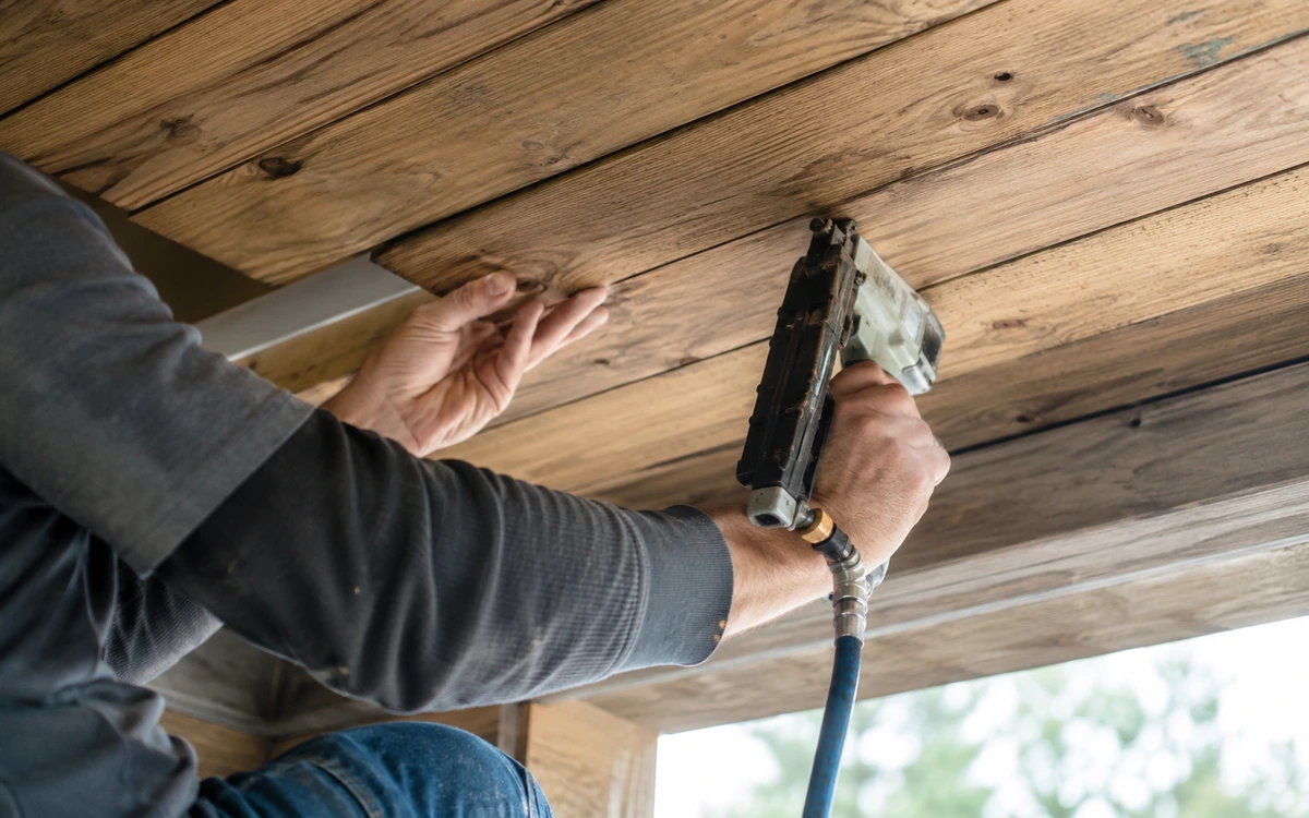 Wood plank ceiling installation contractor